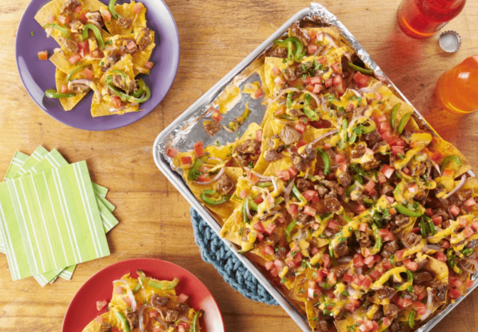 Nachos style fajita au steak et aux légumes